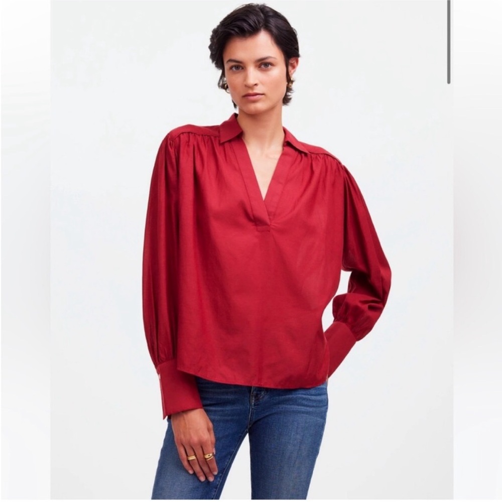 Madewell Red Popover Blouse